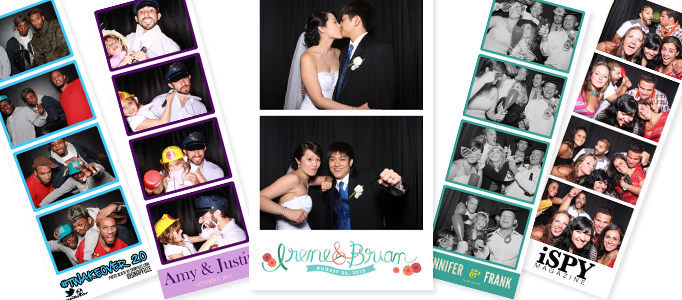 Snapfuze photo booth strips with custom logos.
